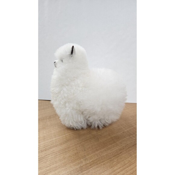 White Alpaca Stuffed Animal Plush Toy 8" Soft Handmade Fluffy Fur Gift Decor - Picture 2 of 7